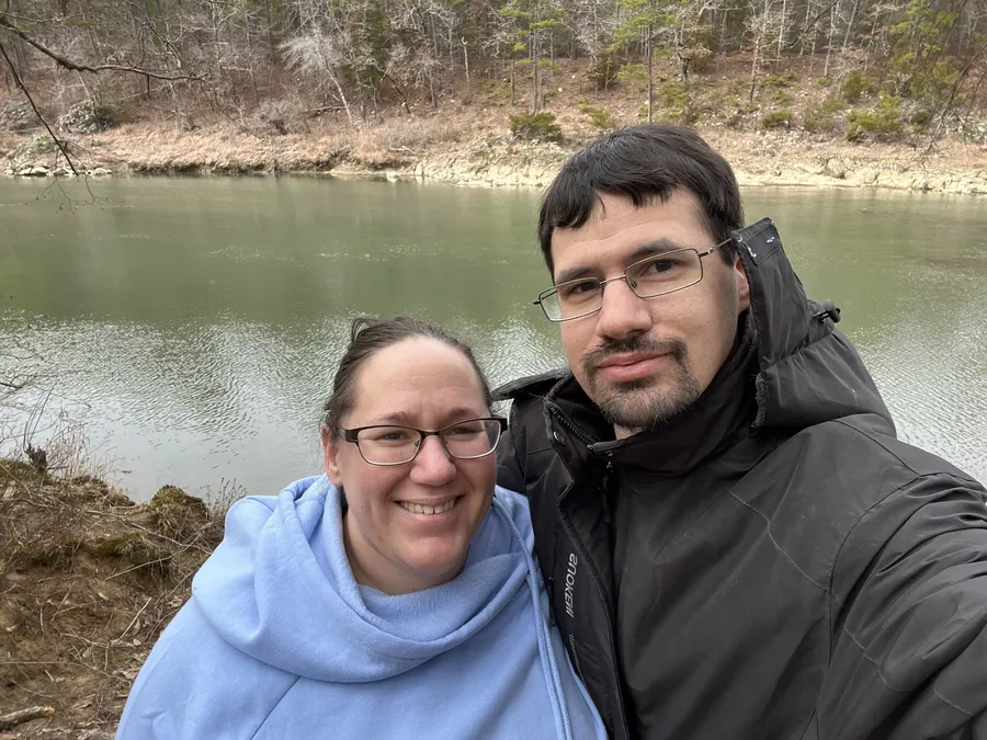 by the river